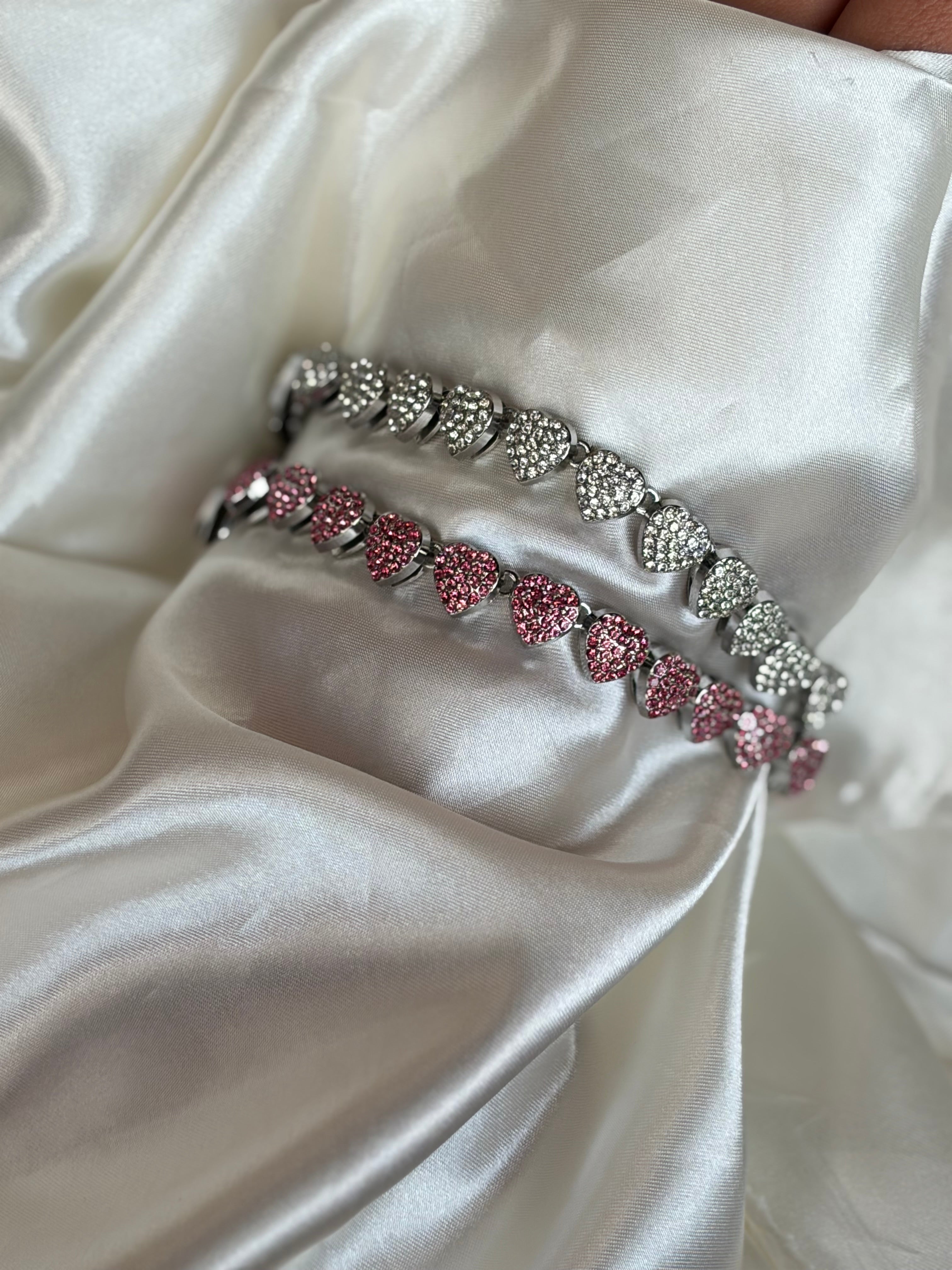 Βραχιόλι καρδιές με ζιργκόν 🤍✨