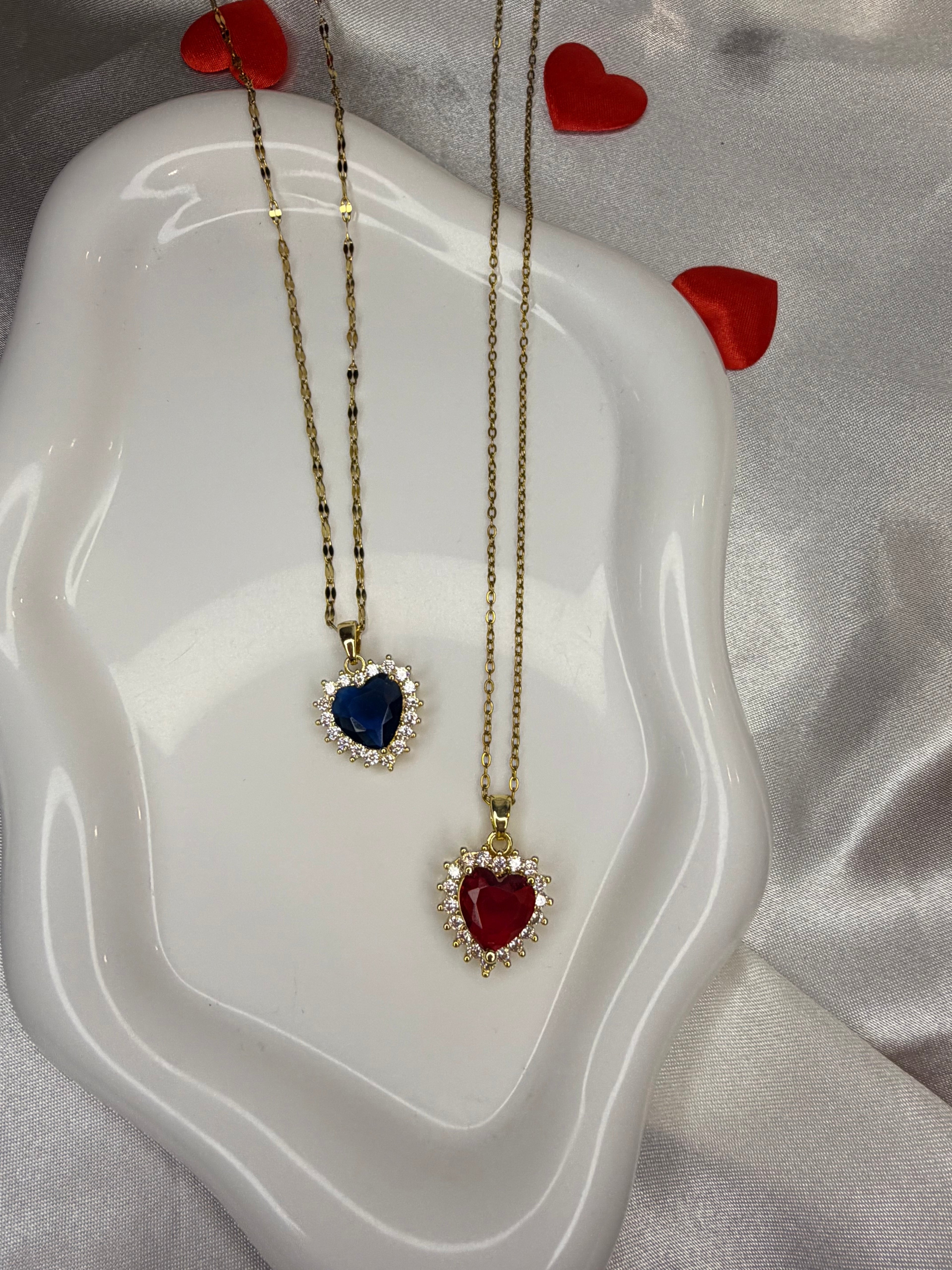 Ατσάλινο Κολιέ Καρδιά με Ζιργκόν