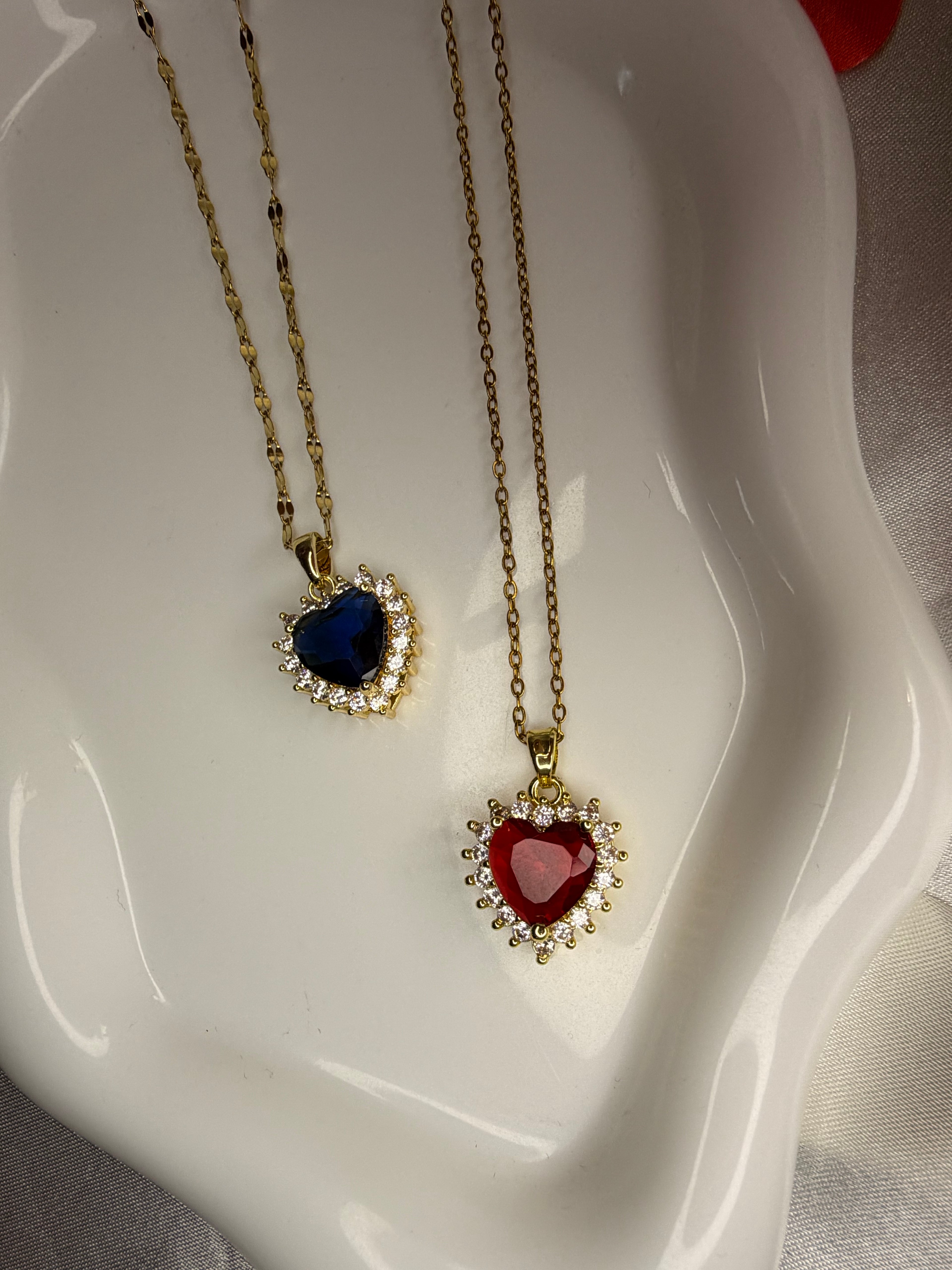 Ατσάλινο Κολιέ Καρδιά με Ζιργκόν